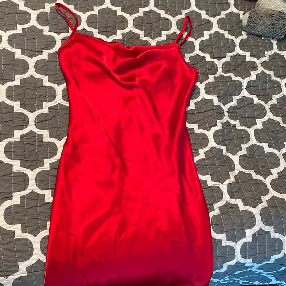 Satin red dress